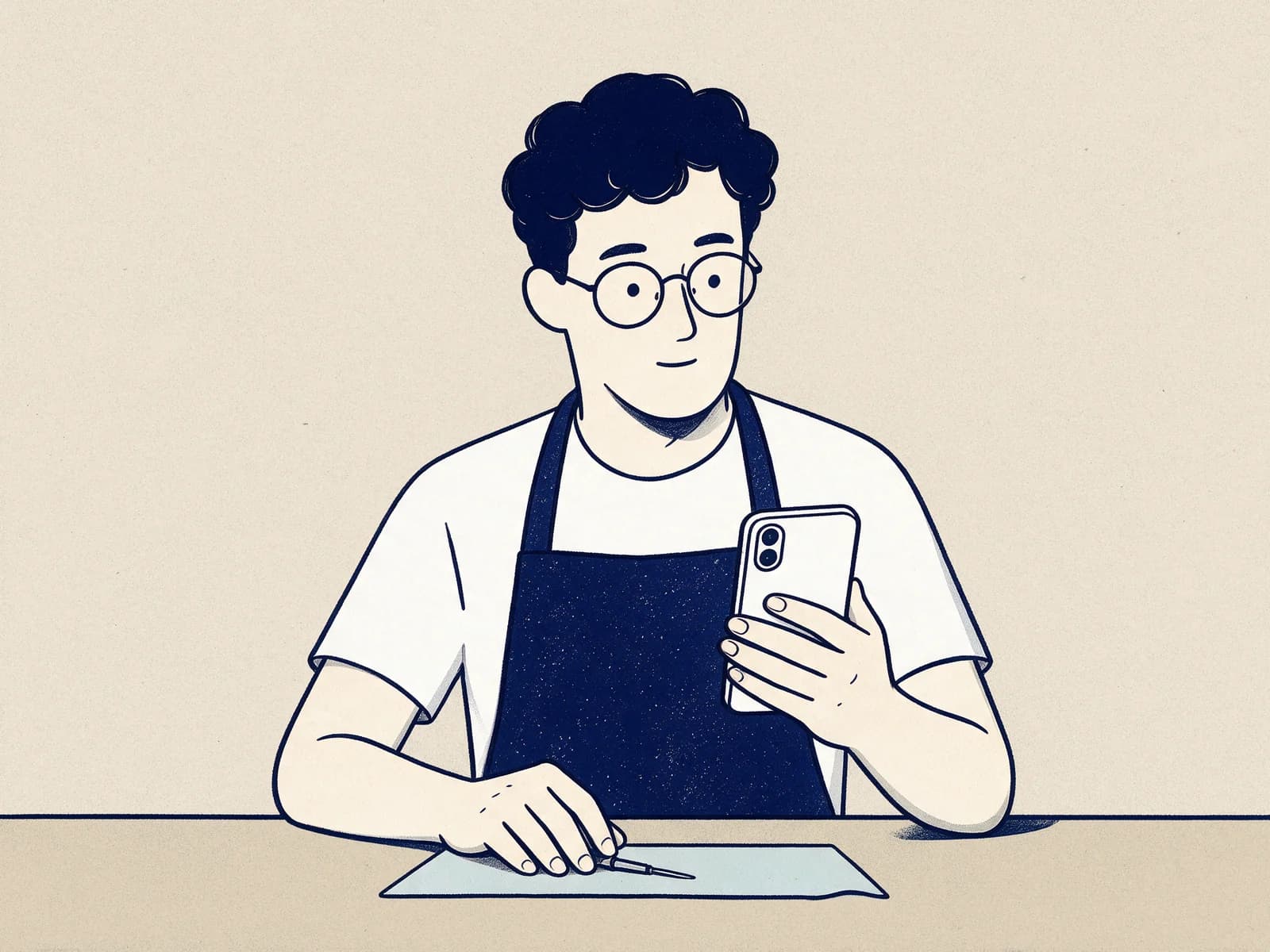 Techniker prüft ein iPhone